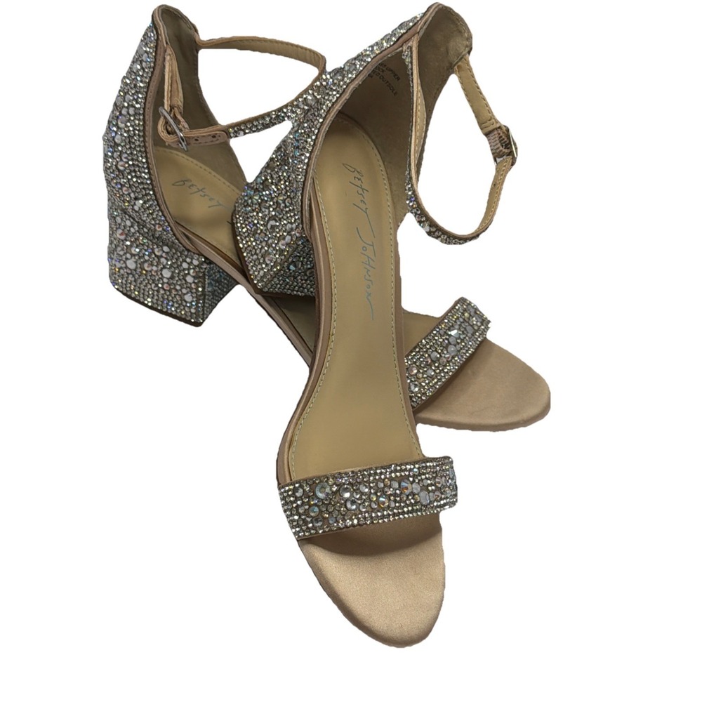 Betsey Johnson Formal Heeled Sandal Champagne Dance Prom Evening Wear Wedding 7